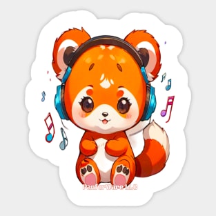 Kawaii Chibi RedPanda Listening to Kpop Music PanfurWare LLC Sticker